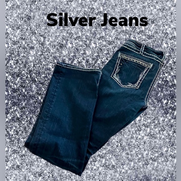 Silver Jeans Denim - Silver Jeans Co. Tuesday mid slim boot cut distressed decorative trim Sz 30